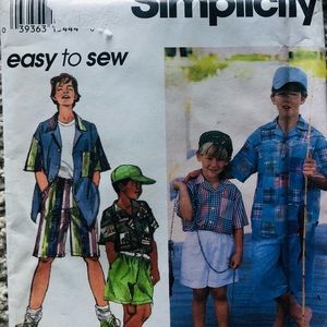 Vintage Boys Shirt Short Cap Simplicity 9001 Pattern Size 3-6 Uncut
